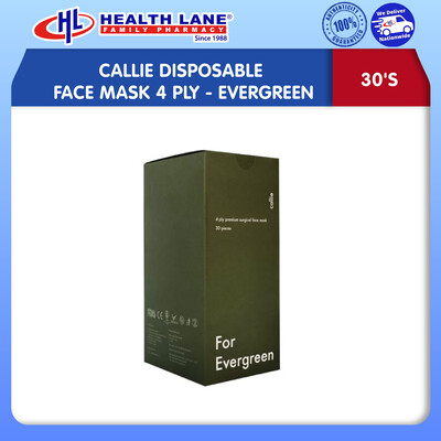 CALLIE DISPOSABLE FACE MASK 4 PLY 30'S- EVERGREEN